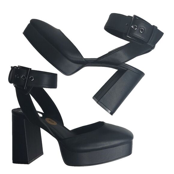 DKNY Women's Black Barra Ankle-Strap Platform Pumps Briella Sz 8M - Picture 1 of 10
